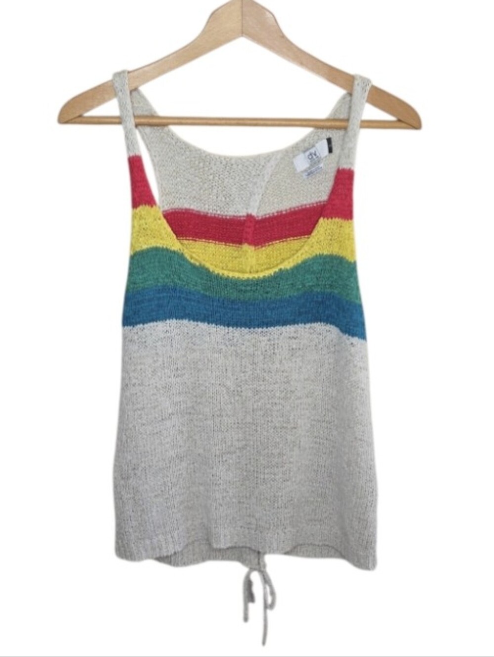 DV Dolce Vita Off With The Rainbow Stripe Open Back Crochet Tank Top Size XS
